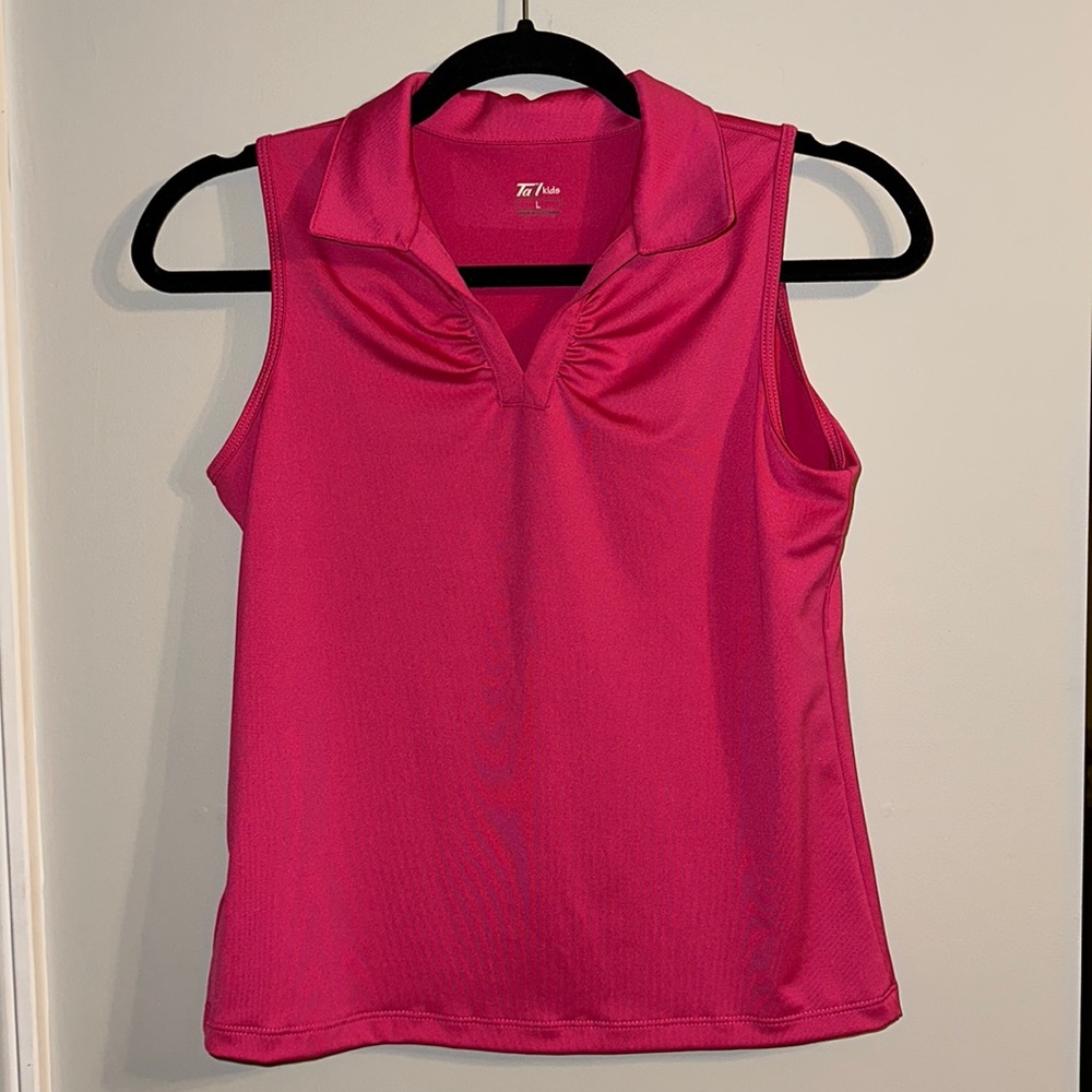 Tail kids size large collared pink tank workout top